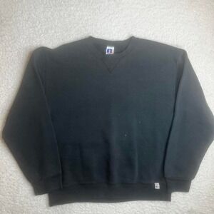 Vintage Russell Athletic men's black fade crew neck sweatshirt boxy 90s M